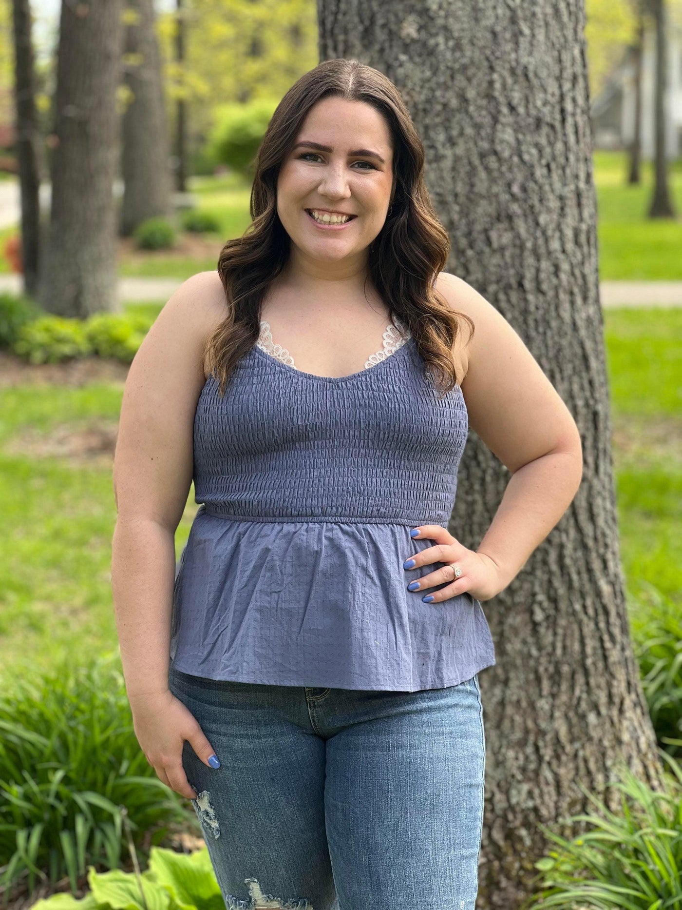 Eyelet woven tank