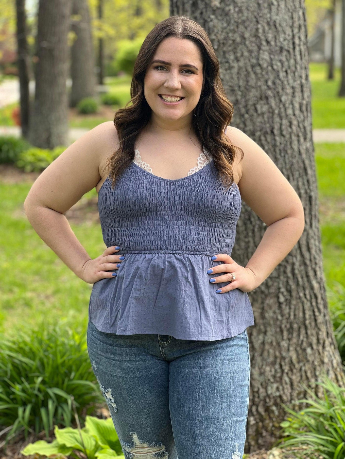 Eyelet woven tank