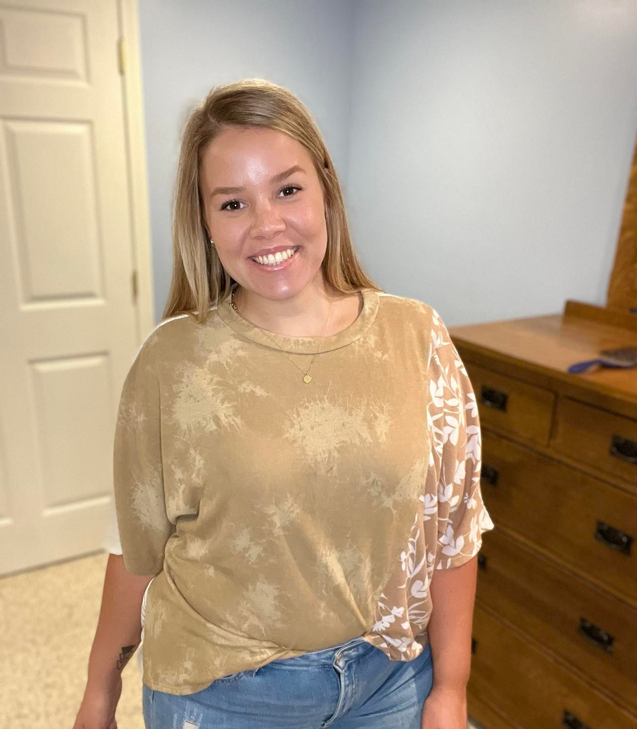 Camel multi tie-dye top