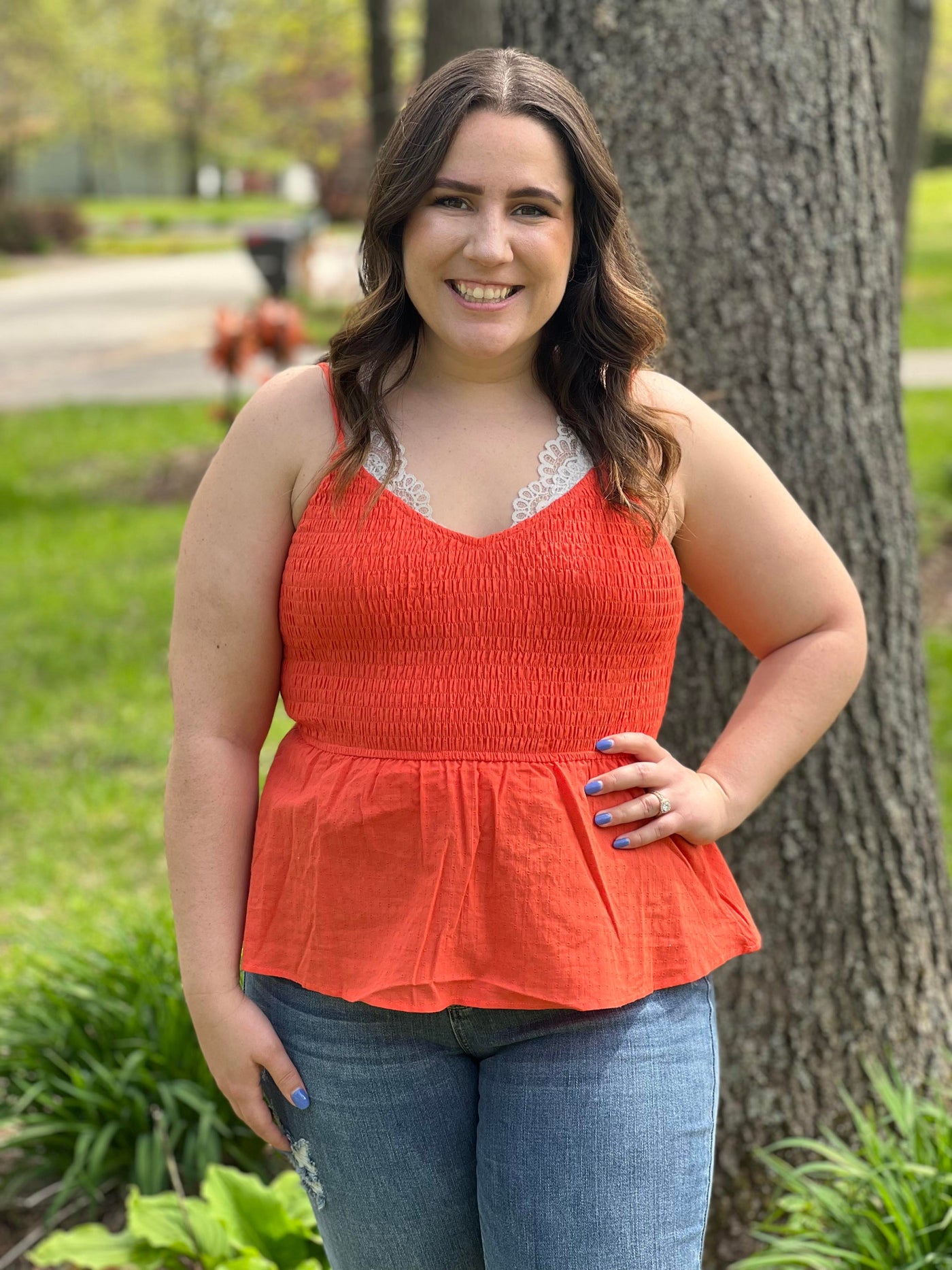 Eyelet woven tank