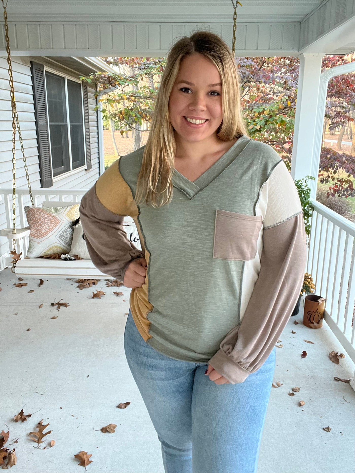 Slub Color Block Top