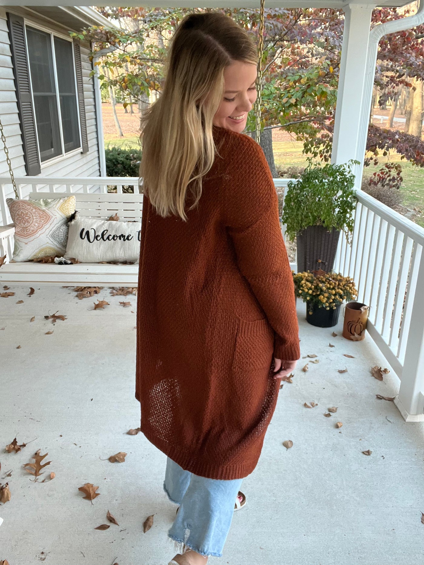 Rust long cardigan