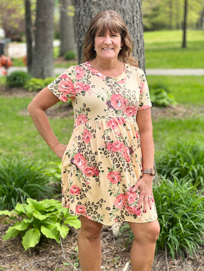 Peach animal & floral dress