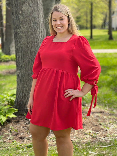 Red tie dress