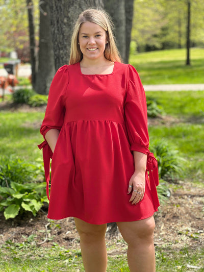 Red tie dress