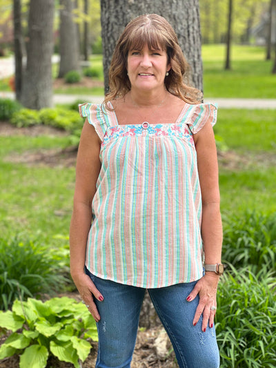 Striped smocked top