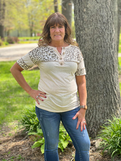 Taupe cheetah print top